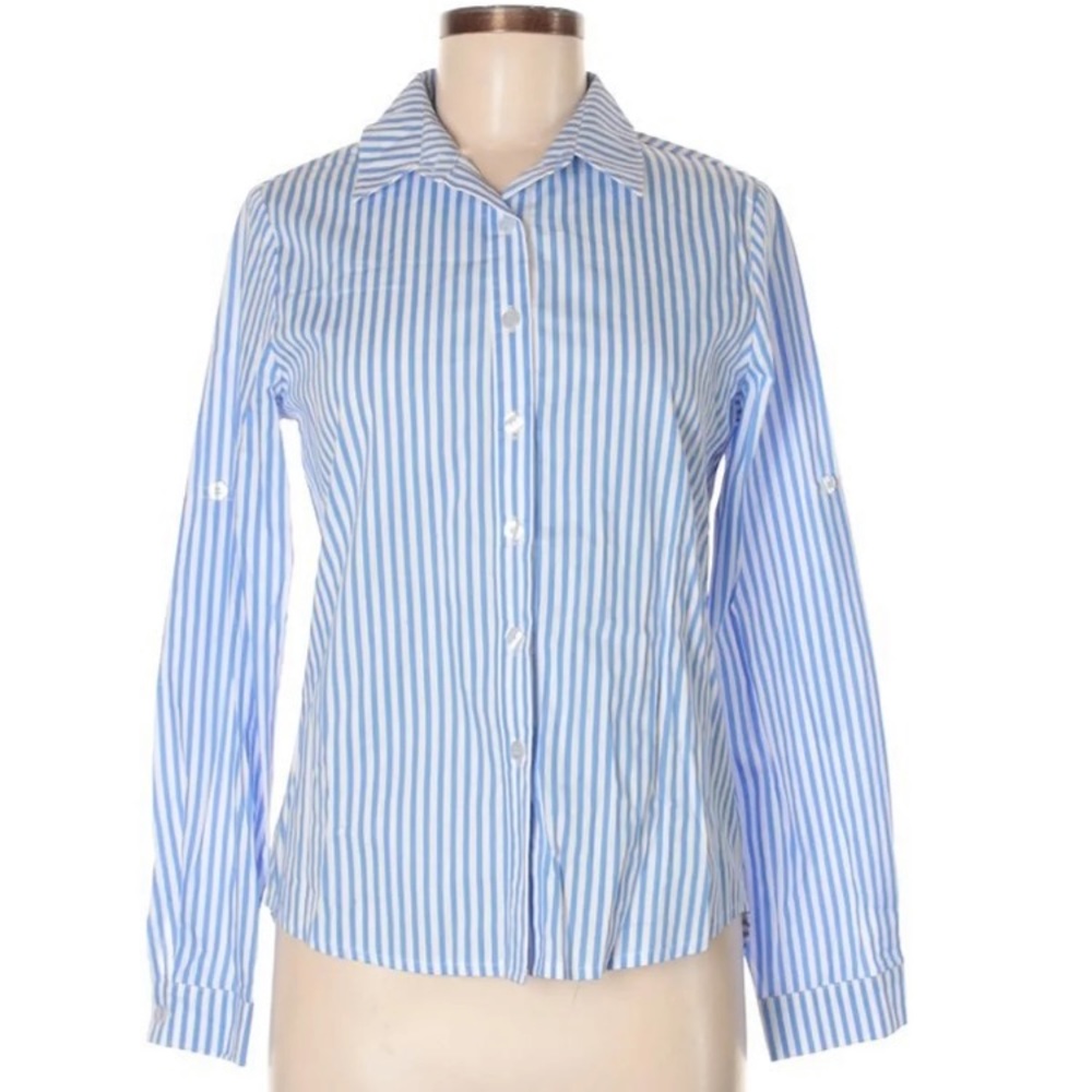 Blue & White Long Sleeved Button Down